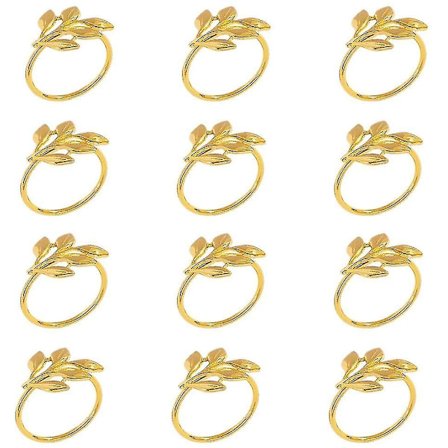 Servettringar, Set med 12 Guld Servettringar för Matbord -