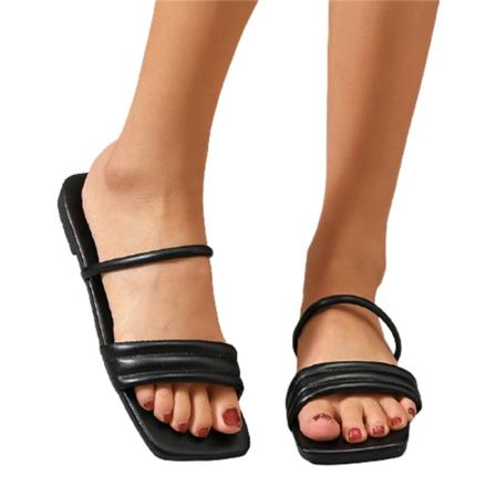 Dam Plat Square Peep Toe sandaler Slip-on Style Casual Skor med Anti Slip sula Sommar white 40