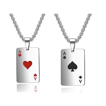 Ess As Vedhæng Halskæde til Mænd, Ess Spillekort Halskæde, Ess Poker Kort Halskæde med 22.4
