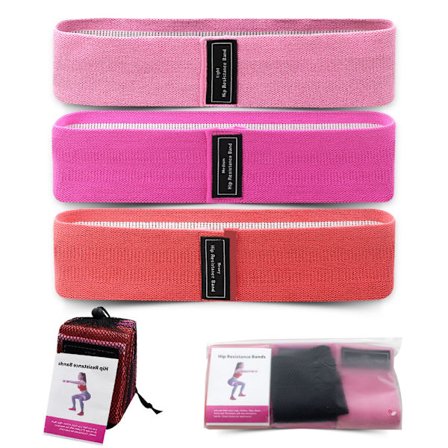Elastiskt band set Pink+Rose Red+Rubber Red+Mesh Bag