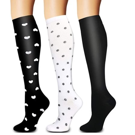 Kompressionsstrømper til mænd og kvinder, farverige kompressionsstrømper til løb, sport, flyrejser, rejser, cykling 3 par.