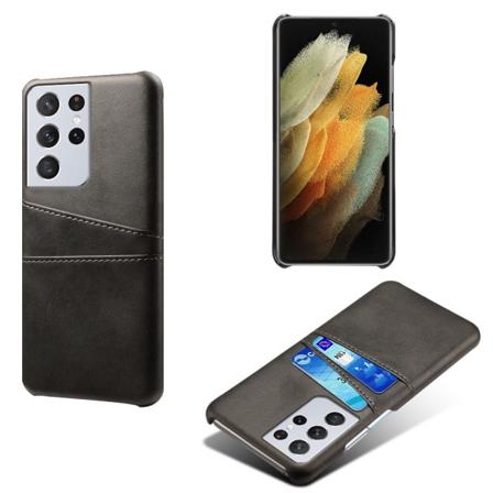 Läderskal Med Kortfack Samsung Galaxy S21 Ultra Svart