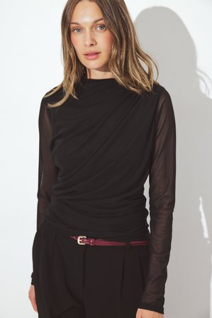 NA-KD Draperad topp i mesh - Festtoppar - Svart - S