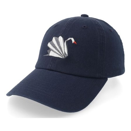 Origami - Blå unconstructed Keps - Origami Swan Stone Washed Navy Dad Cap @ Hatstore
