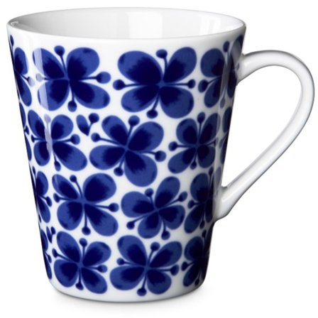 Rörstrand Mon Amie Krus 34 cl med Hank' - 'Grunnfargen hvit med dekorasjon