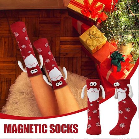 1 Par Magnetiska Strumpor för Par, Handstrumpor, Magnet, 3D Julstrumpor, Par Herr- och Damstrumpor, Strumpor med Magnetiska Händer, Vän