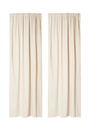 Åhléns Home Gardin i krinklad bomull MAJKEN 140x250 cm, 2-pack Gardiner Beige ONESIZE