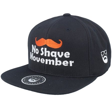 Bearded Man - Svart snapback Keps - No Shave November Black Snapback @ Hatstore