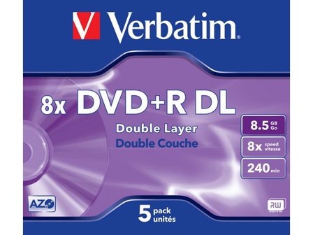 VERBATIM DVD+R 8,5GB Dual Layer 5/fp - Lyreco - Datorprodukter - Lagring - DVD-skivor