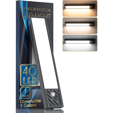 (Musta)Keittiön tiskialtaan alla oleva lamppu, 40 LED-kaappivalo, 3 väriä