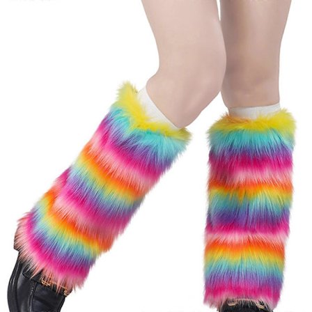 Dame Y2K Harajuku Plys Benvarmere Japansk JK Gotisk Punk Vintage Regnbue Vinter Varme Pelsstøvler Dækker Lange Strømper