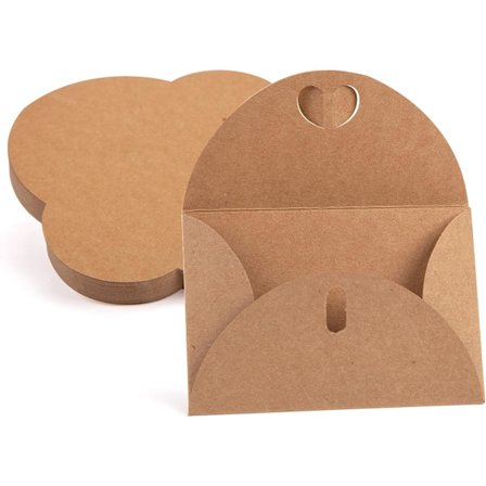 100 kpl Pieniä Kraft-Kirjekuoria Mini Sydän Kirjekuoria Sydämellä