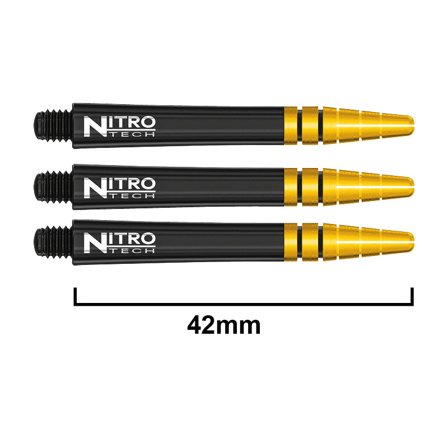 Red Dragon Darts Shafts Nitrotech Ionic 42mm Black Gold 2 Sets (6 shafts) - Steel Tip Darts Accessories for Professionals