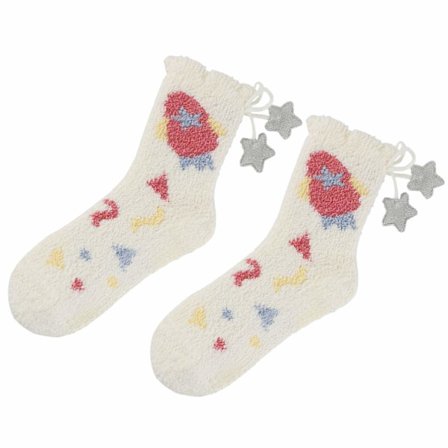 Strumpor Vinter Korall Fleece Strumpor Varma Rund Hals Strumpor Cartoon Nattstrumpor Unisex Barnstrumpor Julgåva Vit