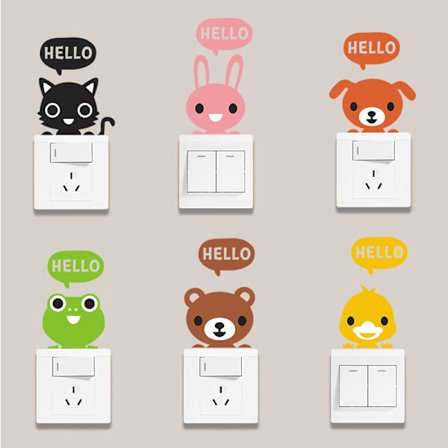 StickerDesign Afbryder/Plade/Stikkontakt Klistermærker, Soveværelsesvæg, Sæt