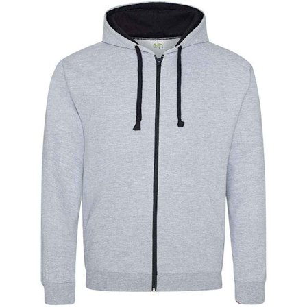 Awdis Mens Varsity Heather Full Zip Hoodie XXL Heather Grey/Fre