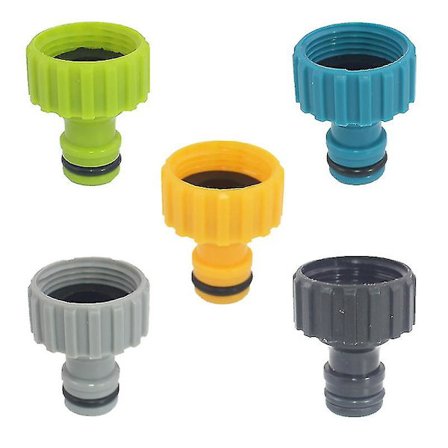 Hageslangekran-kontakt Plast 3/4 tommers størrelse Vannrør Kran Vannpistol Standard montering Hurtigkobling Montering Adapter(5 stk, Grønn, Blå, Grå, 