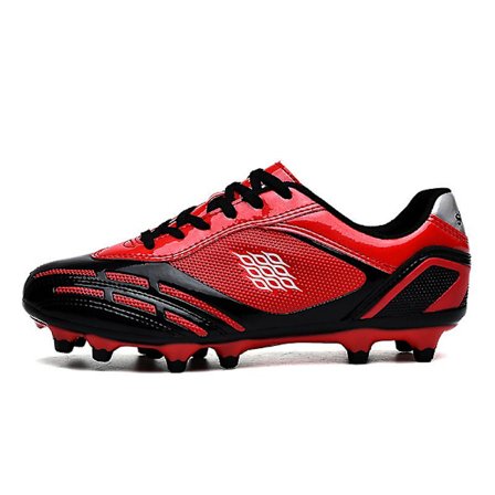 Herr damfotbollsskor för fast mark Utomhus/inomhus Pojkar Flickor Professionell Futsal Fotboll Träning Sneakers-röda