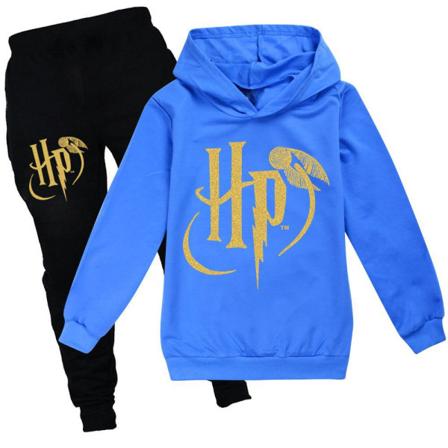 Barn Harry Potter Hoodies Tröja Sweatshirt Toppar Byxor Outfit dark blue 130cm