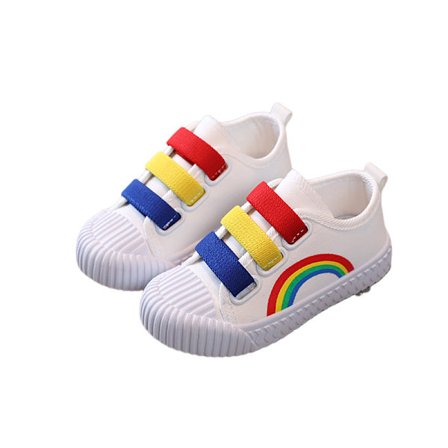 Barn Canvas Skor Vår & Höst Flickor Vita Skor Regnbåge Enskilda Skor Hundra Pojkar Skor Skridskor Baby