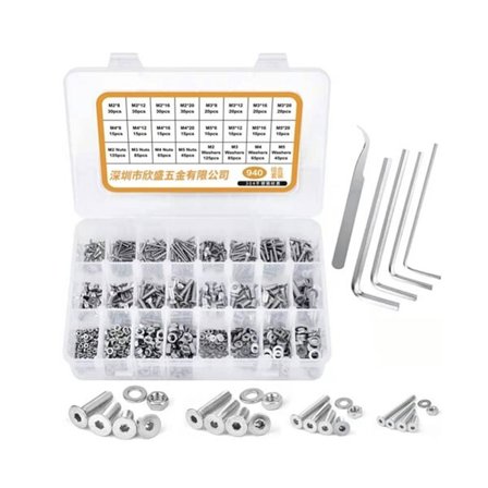 Skruesett med Unbrakonøkler – 940 Deler i Størrelser M2, M3, M4 og M5