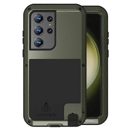 LOVE MEI Deksel til Samsung Galaxy S23 Ultra Mobiltelefon Silikon+Metall Støtsikkert Telefondeksel