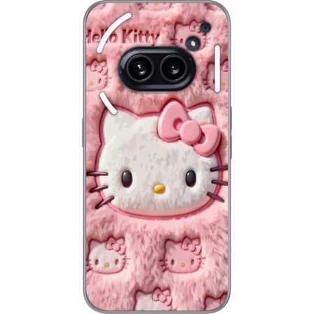 Kompatibel Mobilcover til Nothing Phone (2a) Hello Kitty lyserød fluffy baggrund med ikonisk ansigt og kawaii-æstetik