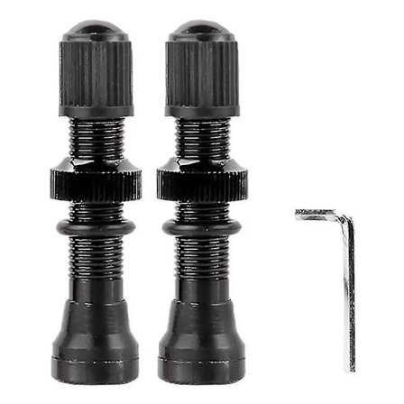 2 stk. Cykel Schrader A/V Ventiler 40mm Til Mtb Slangeløse Fælge, Sort