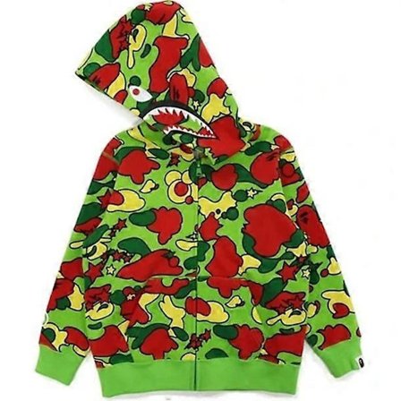 BAPE WGM Kamuflasje 3D Hettegenser med Glidelås, Uformell Jakke for Barn og Gutter