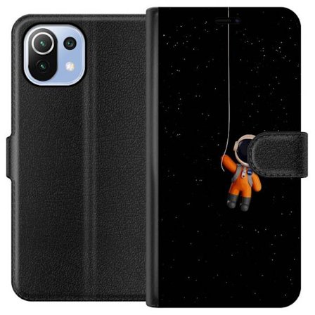 Kompatibel Tegnebogsetui til Xiaomi Xiaomi Mi 11 Lite Astronaut hænger i tov i rummet mod stjernene, minimalistisk sci-fi motiv perfekt til rumfans