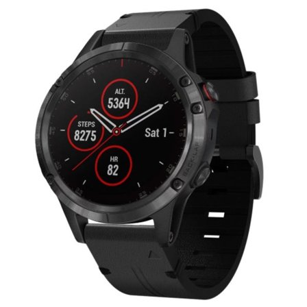 För Garmin Fenix ​​5 Plus 22mm läder stålspänne watch