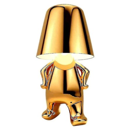Sängbordslampa med touch, guld Thinker-lampa, skrivbordslampa, sladdlös, uppladdningsbar, bärbar, dekorativ nattbordslampa med USB-C laddning