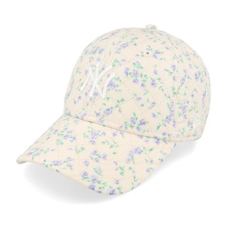 New Era - MLB Beige unconstructed Keps - New York Yankees Womens Floral Quilt 9TWENTY Stone/White Dad Cap @ Hatstore