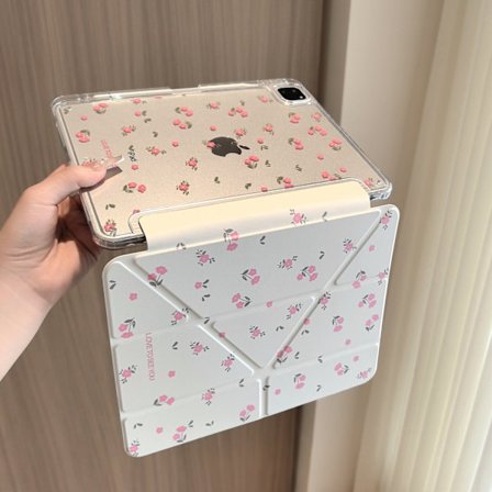 Stilrent fodral för iPad 2025 11/ 10 10.9" Vänster Pennhållare Rosa Blommig Y" Rem