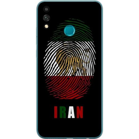 Kompatibel Mobilcover til Honor 9X Lite Fingeraftryksformat som Irans flag med løvemotiv på sort dramatisk baggrund