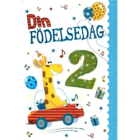 Gratulasjonskort 2 år Giraff - Spader