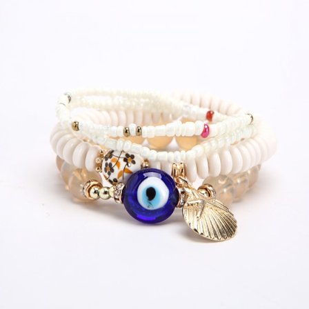 1PCS Bohemian Stretch Beads Bracelets Multilayer Evil Eye Ha