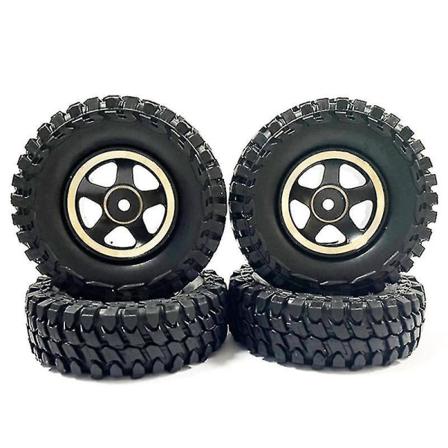 4st 1.0 Däck och Mässing Beadlock Hjul Fälg Set Kompatibel med 1/24 Rc Crawler Car Axial Scx24 Fcx24 Enduro24