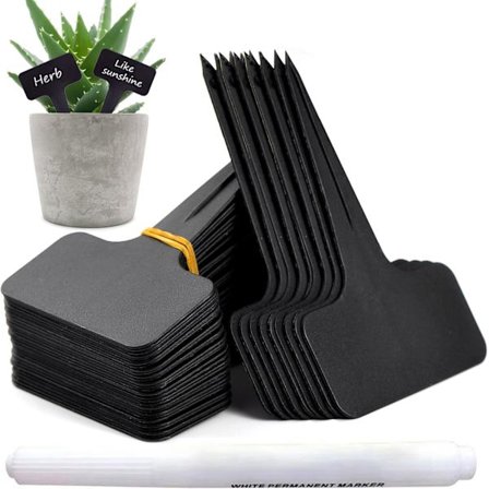 100 kpl ulkokäyttöön tarkoitettuja puutarhatarroja T-tyypin muovisia kasvien merkintöjä vihannestarroja vedenpitävällä kynällä uudelleenkäytettäviä 