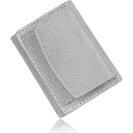 Myk Lærveske Foldbar Kort Lommebok Minimalistisk Liten Trifold Kompakt Lommebok med Myntlomme Kvinners Kredittkortlomme med Flere Kortlommer Grey