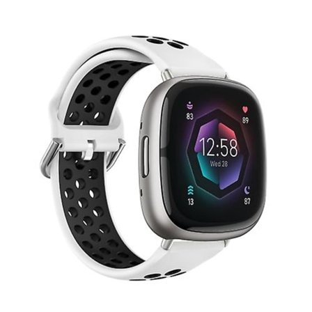 For Fitbit Sense 2 tofarget perforert pustende silikonklokkerem