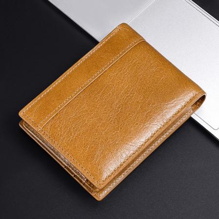 Brun Farve Mænds Møntpung Læder Bifold 11cm L x 1.5cm B x 8