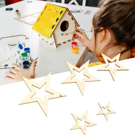 205 kpl lajiteltuja puutähtiä, viimeistelemättömiä puutähtiä koristeita taidekäsitöihin, häihin ja juhliin type C