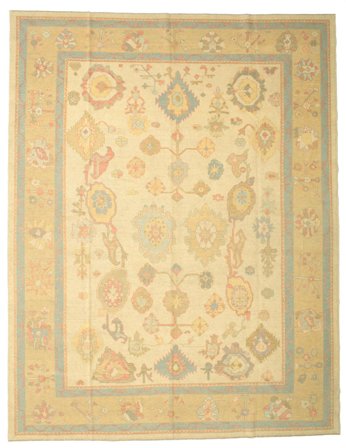 Orientalisk Usak Matta 298X383 Orange/Beige Stor Ull, Turkiet