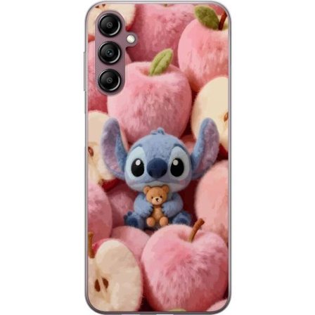 Yhteensopiva Puhelinkuori Samsung Galaxy A14 5G Stitch vaaleanpunaisten pörröisten omenoiden joukossa, joissa on teddy ja söpö kawaii-esteettisyys