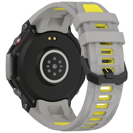 Huami Amazfit T-Rex 3 Watch Band Dual Color Silicone Breathable Sport Strap - Grå + Gul