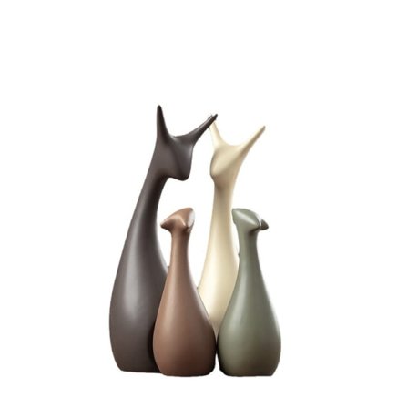 Dyrornament porselen dekorasjon hus rådyr.