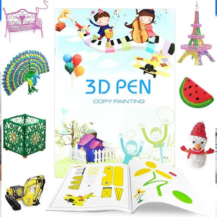 3D pen skabeloner, 40 tegneserie mønster doodles, DIY 3D blyant skabeloner, børns gaver