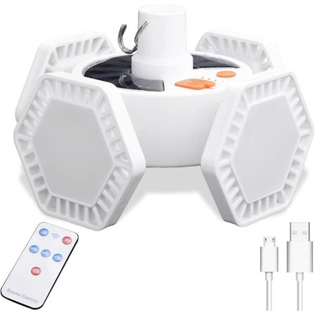 126 LED Solcelled Campinglys, USB Teltslanterne Kan Oplades, Fjernbetjening Strøm Hængende Campinglys