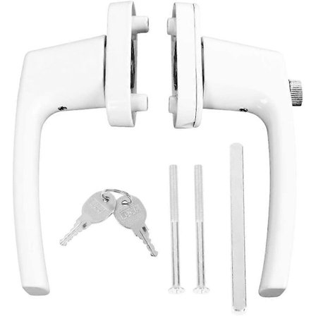 Kaksipuolinen Kiinteä Paksu Vipu Kahva Avaimilla Oveen ja Ikkunaan Valkoinen